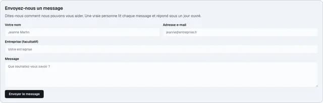 The library block "Contact form", with its demo copy.