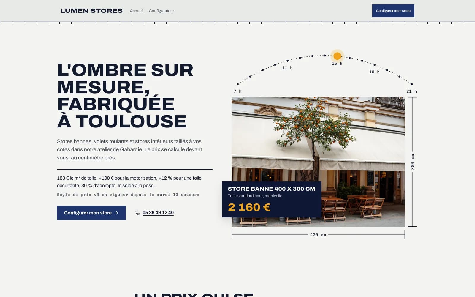 The home page of Lumen Stores's site, a demo made with Kubbler.