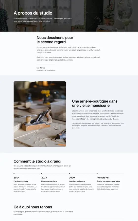 The library page "About, editorial studio".