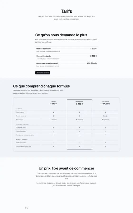 The library page "Pricing, editorial studio".