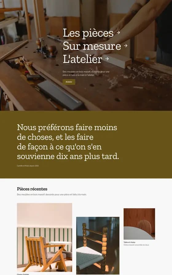 The library page "Home, pieces first", under the Timber brand kit.
